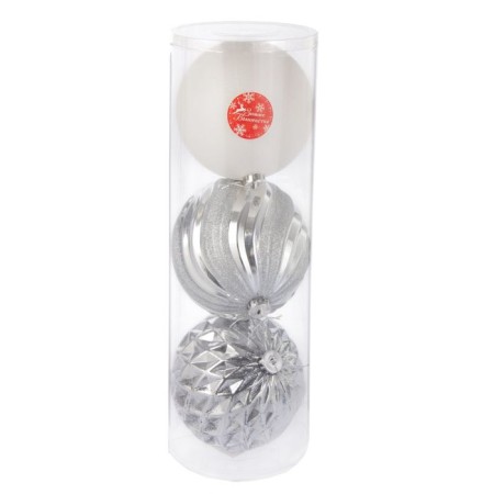 Set of balls plastic D-15 cm, 3 pcs "Giants" silver-1