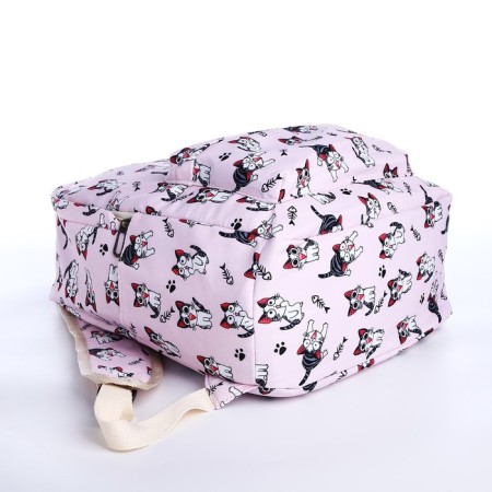 School backpack from textiles on lightning, 3 pockets, pencil case, pink color-6