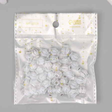 Beads for creativity Plastic "Romb" white-silver set 20 g 1.3x0.8x0.8 cm-3