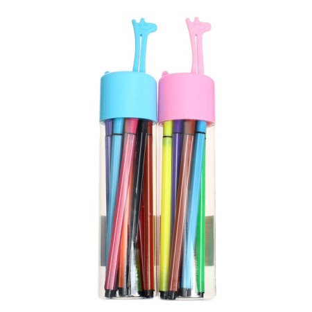 Flomasters 12 Giraffe colors, in a plastic tube, a ventilated cap, mix-4
