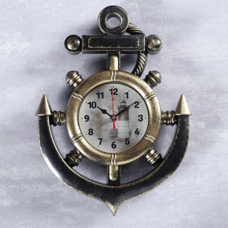 Watching, interior hours: sea, "lighthouse", silent, 38 x 28.5 cm, d-12 cm, brass color