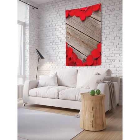 Decorative panel with photo printing "Heart from roses", vertical, size 150x200 cm