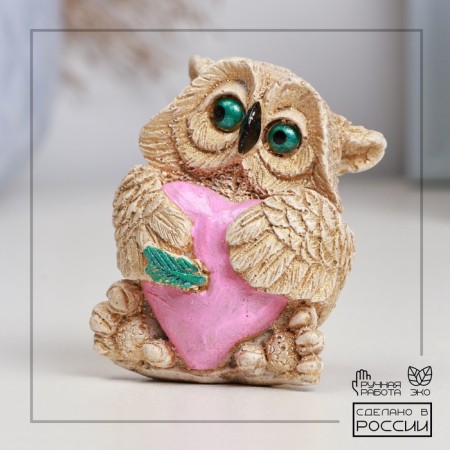 Figure "Owl with heart" ivory, 6x6x5cm