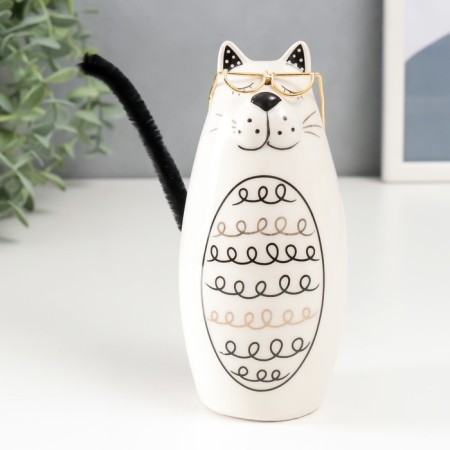 Souvenir Ceramics "Cat with glasses with a curly tummy" 6.2x5.8x14 cm