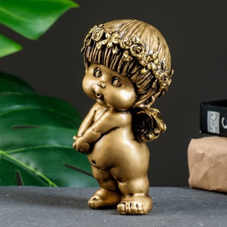 Figure "Angel Housing" gold 9x8x14cm-3