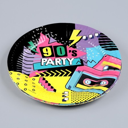 Set of paper dishes disposable 90 »: 6 plates, 6 glasses, game-5
