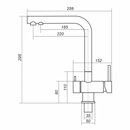 Kitchen mixer Uperwood UPD-005, with a channel for filtered water, color 01 satin/coal 103025-2
