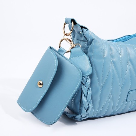 Bag Cross-Bodi with a zipper, blue color-5