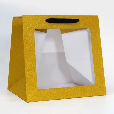 Gift New Year craft with a square bottom and window, 30 x 30 x 30 cm.-1