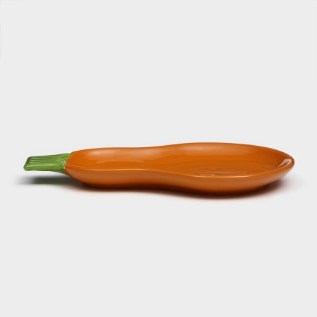 Ceramic “pumpkin” plate, flat, dark orange, 26 cm, 1 variety, Iran-2
