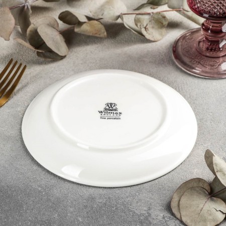 Porcelain porcelain plate with a thickened edge Wilmax Olivia Pro, D = 15 cm, white color-3