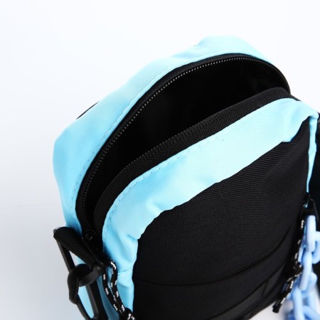 Youth bag with zipper, 1 outer pocket, black/blue color-2
