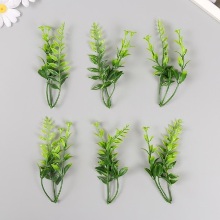 Artificial plant for creativity "Iglitsa with flowers" set 6 pcs green 12.5 cm