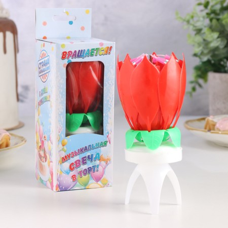 Candle for the cake musical "Tulip", spinning, red, 14.5 × 6 cm-3