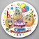 Disposable Boisan Bo cane "Happy Birthday" emoticons and cakes, 18 cm