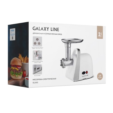 Meat grinder Galaxy Line GL 2421, 1600 watts, 1.5 kg/min, reverse, 2 nozzles, white-9