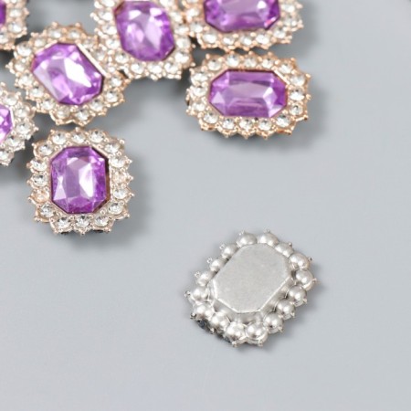 Decor for creativity plastic, rhinestones "octagonal medallion" nr 10 pcs Violet 1.8x2.4 cm-1