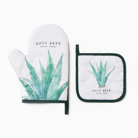 Kitchen "Aloe Vera" mittens-output 20x27cm, take 17x17cm 100% p/e-1