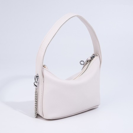 Baget bag with zipper, chain, white color-1