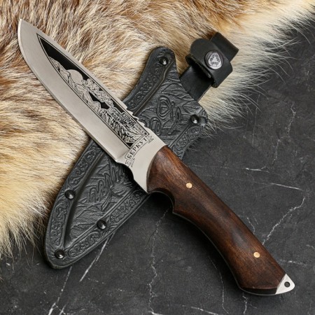 Caucasian knife, tourist "Golden Eagle" with scabbard, steel - 40x13, handle - nut, 14.5 cm-5