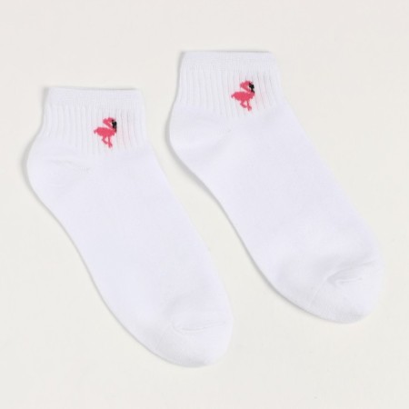 Women's socks shortened "flamingo", white color, size 23-25-1