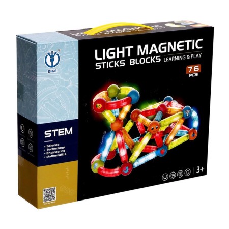 Magnetic designer for kids "light sticks", 76 parts-2
