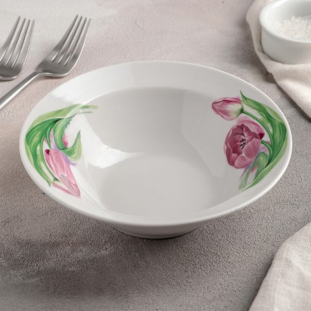 Pink Tulips bowl, 300 ml, D = 17 cm, Mix drawing