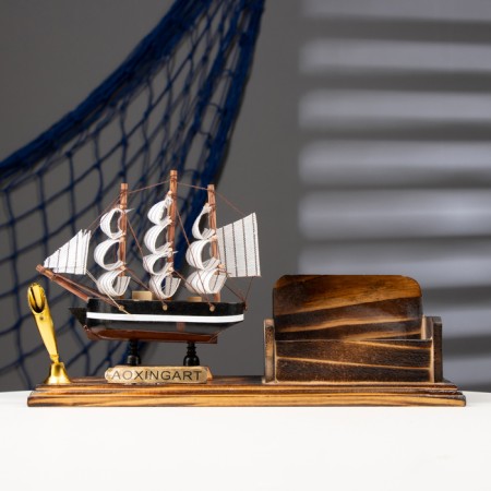 Set of desktop "ship": business card, stand for a pen, 15 x 22 x 7 cm-8