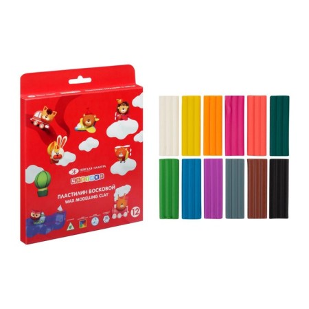 Plasticine soft (wax) ZHK "Flower", 12 colors, 180 g, with stack, 3241785