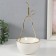 Souvenir ceramics, metal stand "pear" white with gold 13x13x25.5 cm