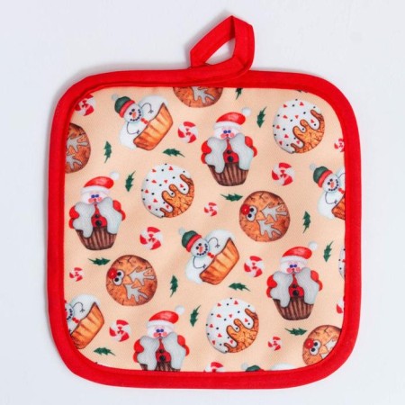 Kitchen New Year's set Christmas segling 17*17cm, mittens 26*16 cm, apron 60*80 cm, 100% p/e-6