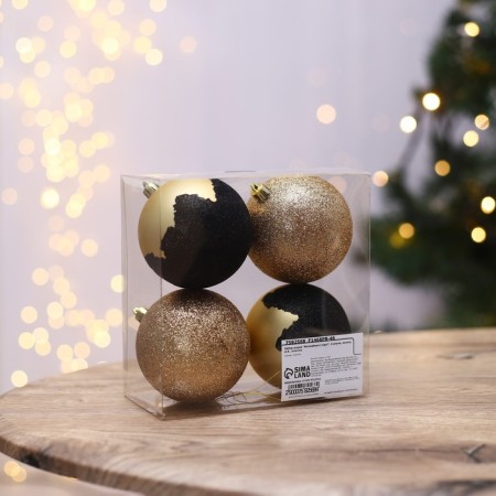 New Year's Christmas Balls “Magic Year!”, For New Year, plastic, d = 8, 4 pcs., Golden color
