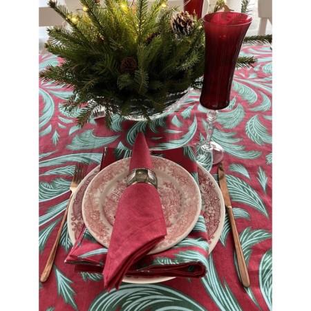FIR tablecloth, patterns, size 140x150 cm, red-10