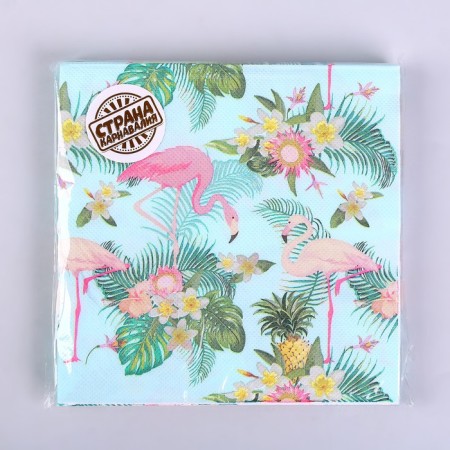Paper napkins “Flamingo with flowers”, 33x33 cm, set 20 pcs.-2