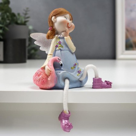 Souvenir Polystone "Girl Angel with Flamingo" Long legs mix 20x8x6 cm-3