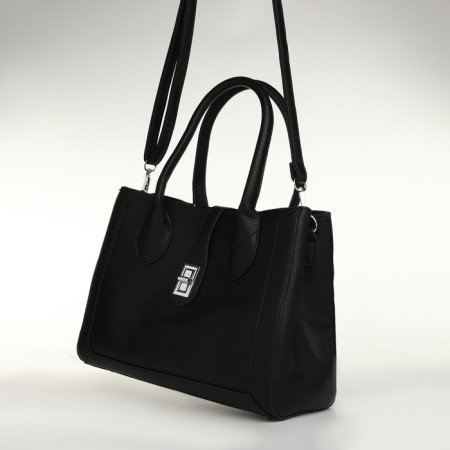 Women's bag with lightning, textura, average size, black color-3