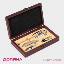 Set for wine, 5 objects: corkscrew, knife for cutting foil, cork, drip, thermometer