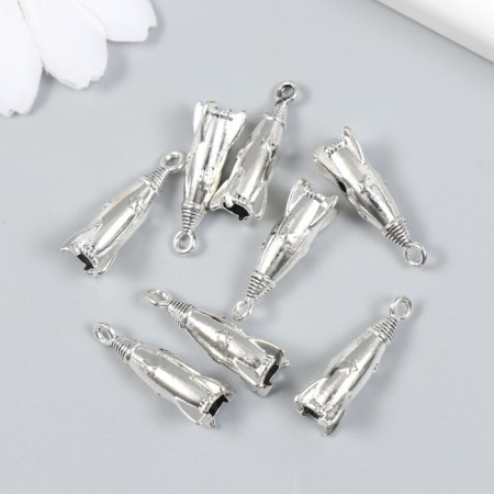 Decor for creativity Metal "Rocket" set 8 pcs silver 1x2.3 cm-2