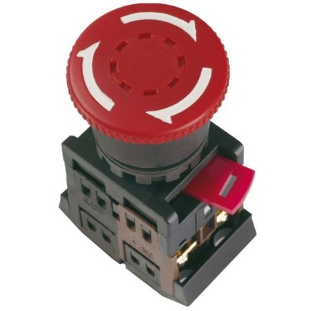 Button IEK BBG10-AE-K04 D = 22 mm, 240 V, with fixation, red color