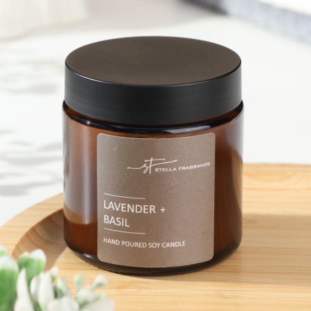 Aromatic candle in the Bank "Laverder Basil", soy wax, 90 g, lavender and basil-2