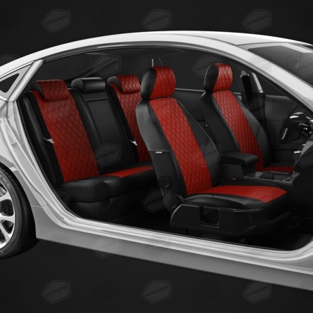 Autorekhls for Ford Kuga 2 since 2012-2016, jeep, perforation, eco-leather, red color, black-4