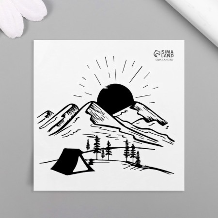 Tattoo on the body black "mountains" 6x6 cm-3