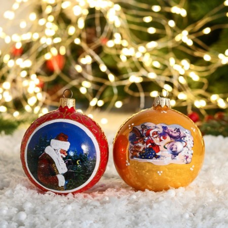 New Year's ball "Santa Claus Walking" mix D-8 cm, mix-4