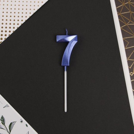 Candle for the cake, the number "7", blue.-2
