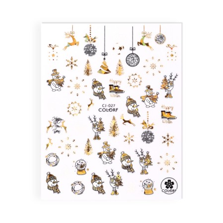 New Year! Nail stickers "Snowman", metallized-4