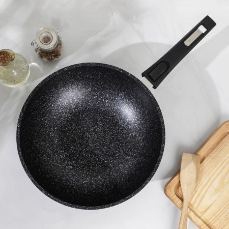 Granite Star pan, d = 28 cm, removable handle, anti -stick coating, black color-1