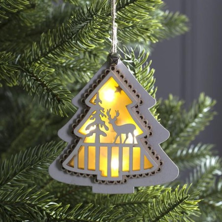 Christmas tree toy "Christmas tree with a deer", from batteries, a glow of warm white