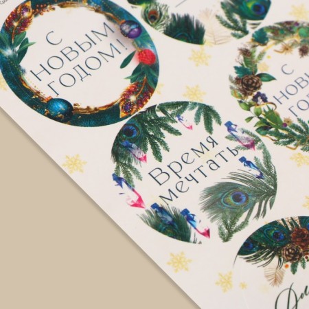 Paper stickers “Miracles Time”, for gifts, 9 x 16 cm, New Year-2