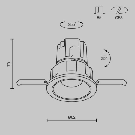 Lamp built-in Technical DL057-7W4K-W, 7W, 6.2x6.2x7 cm, LED, 450LM, 4000K, white color-12