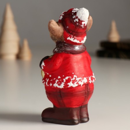 Souvenir Ceramics "Losik in a red down jacket, holds the star" 7.3x6.8x12.6 cm-3